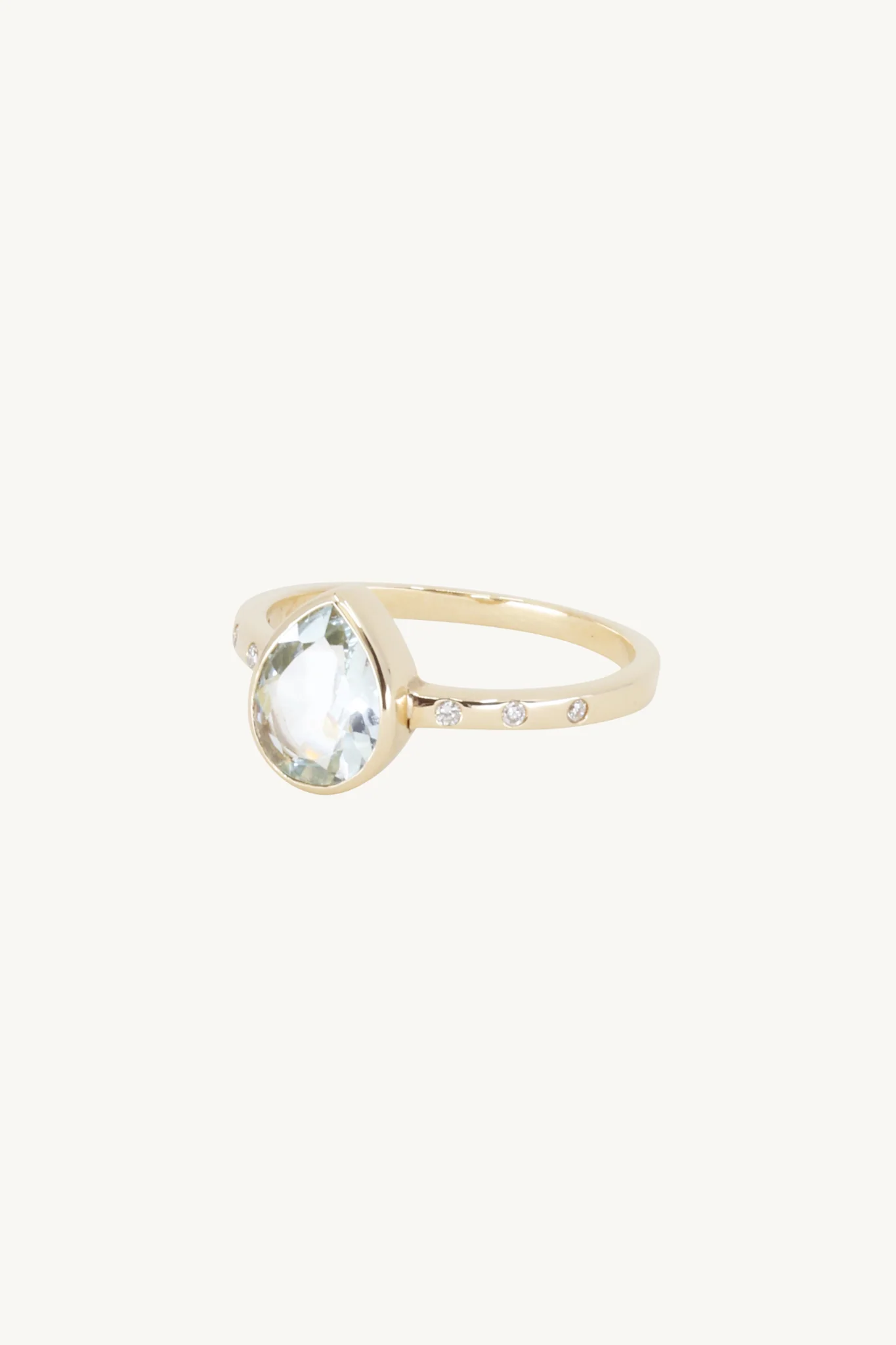 14K Gold Aquamarine and Diamond Band - Image 4