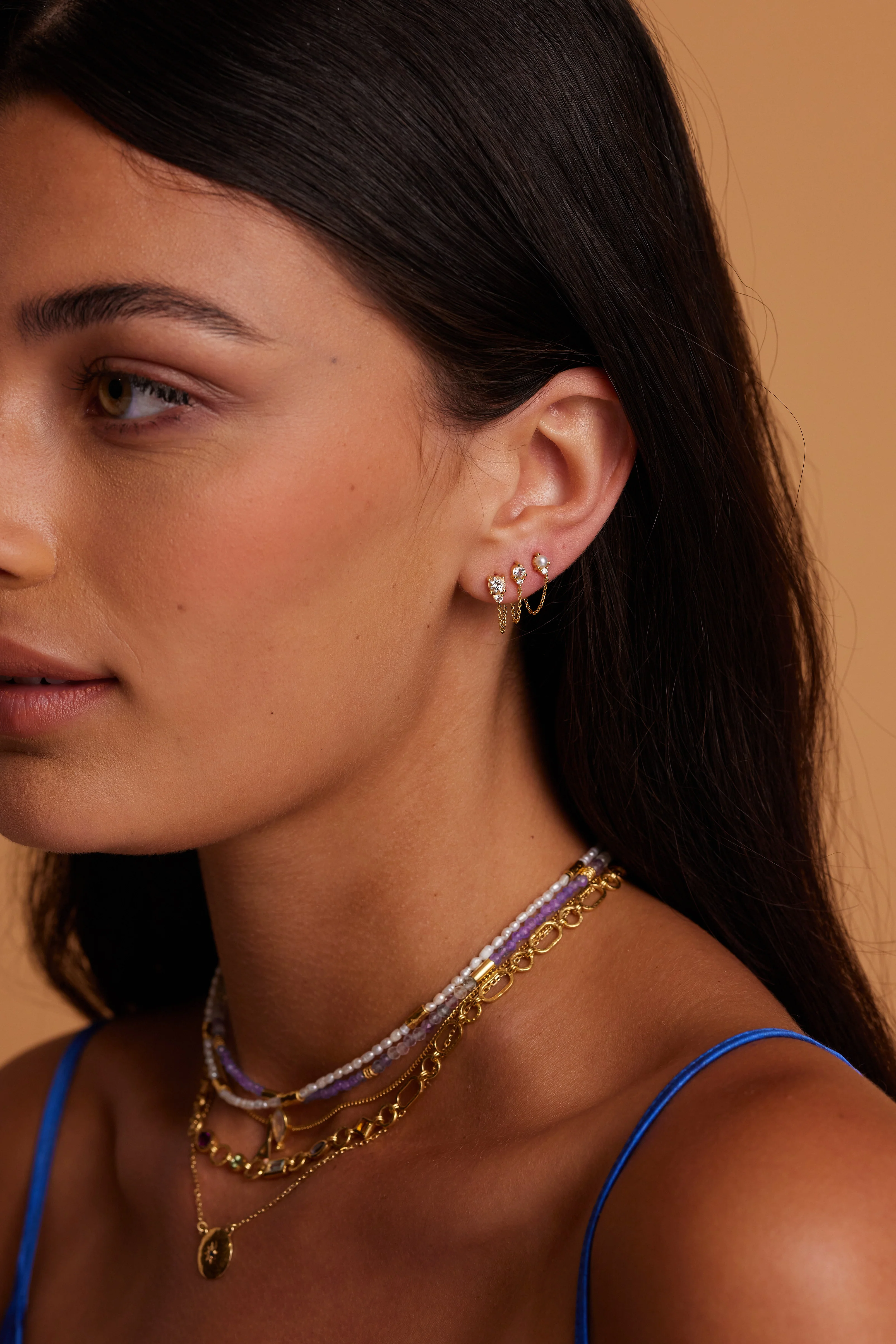 April Ombre Topaz Birthstone Gold Stud - Image 3