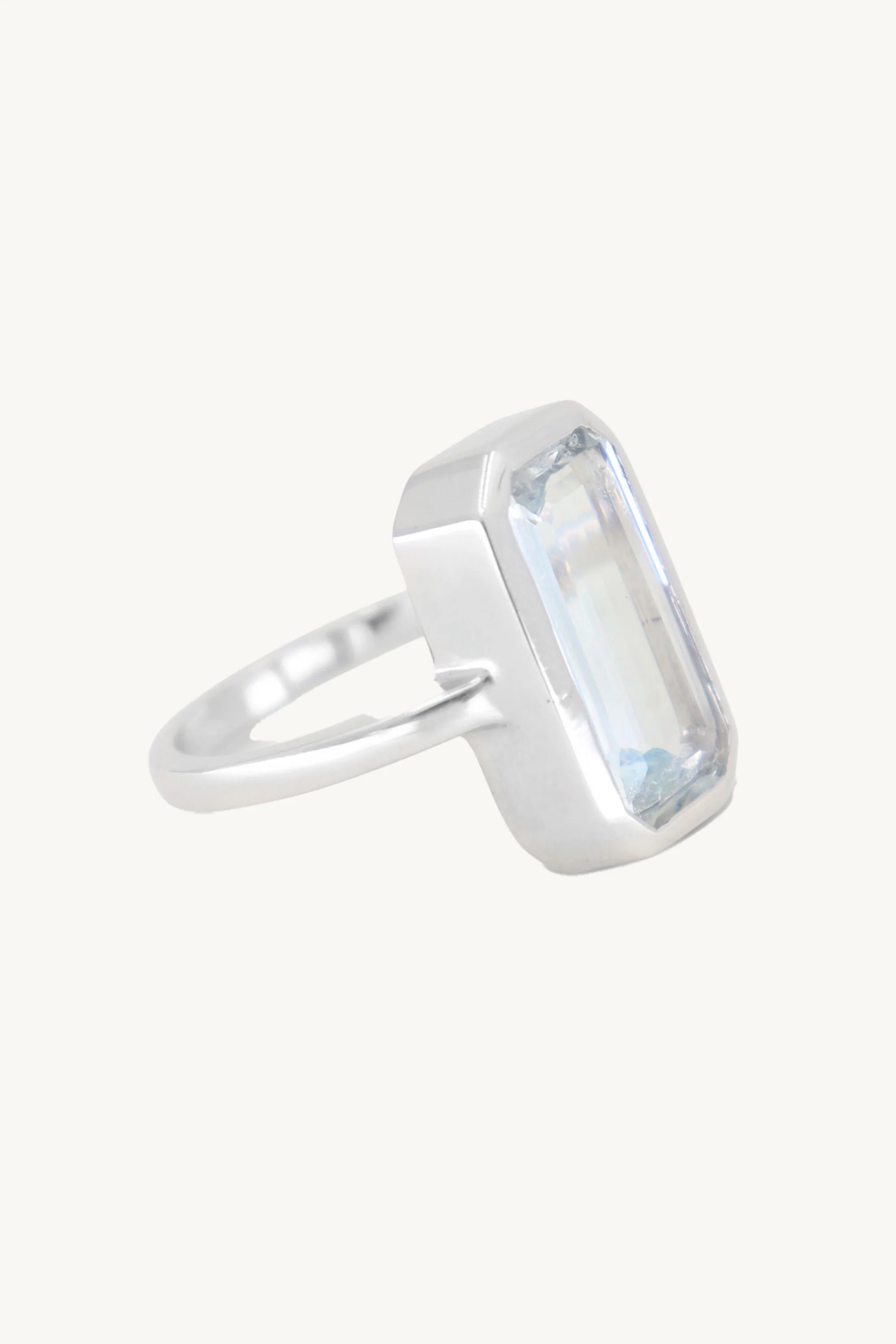 Baguette Aquamarine 9K White Gold Ring - Image 3