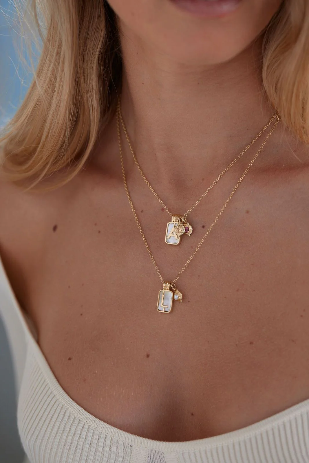 January Garnet Gold Birthstone Necklace Charm - Image 5