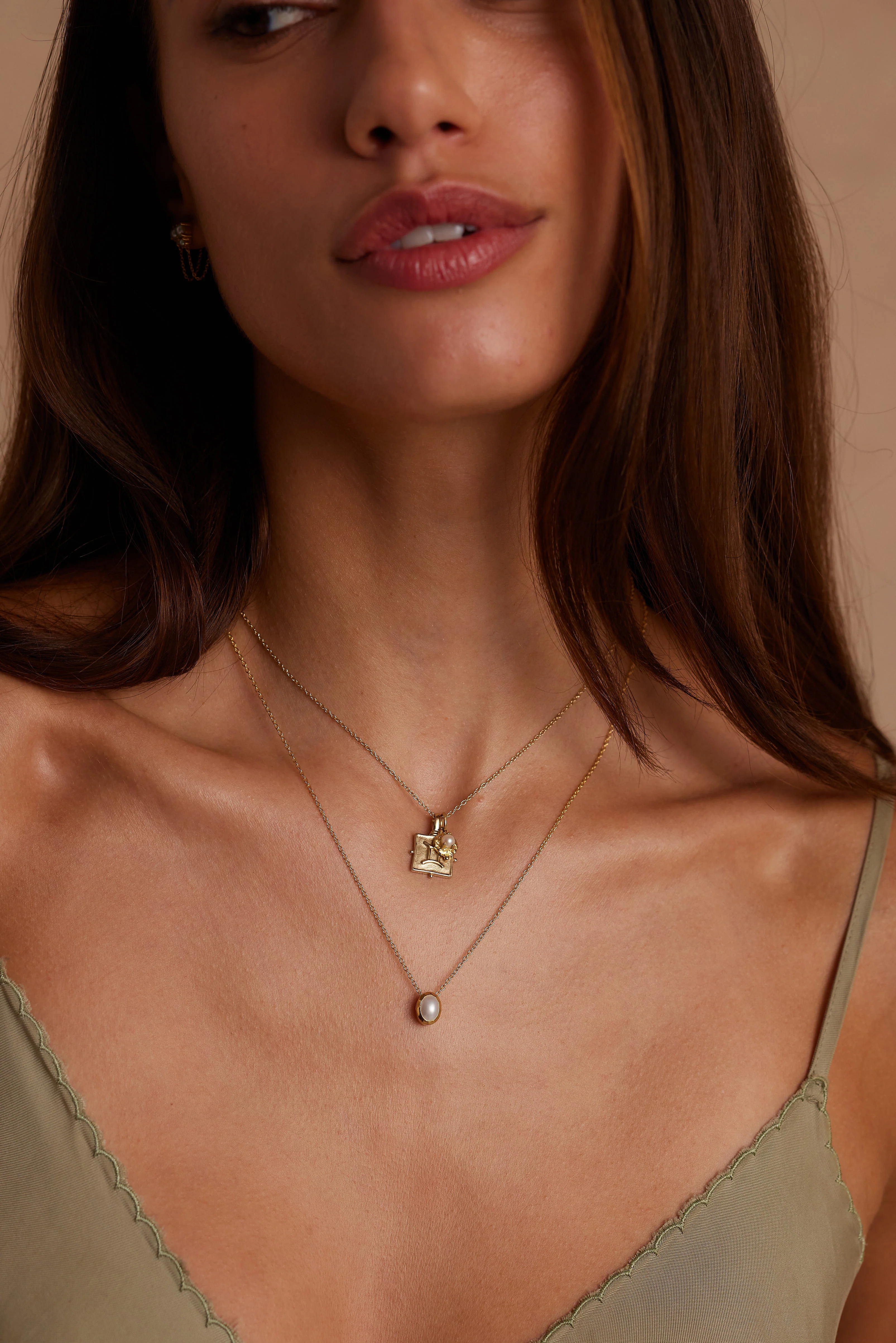 June Pearl Gold Birthstone Necklace Charm - Image 3