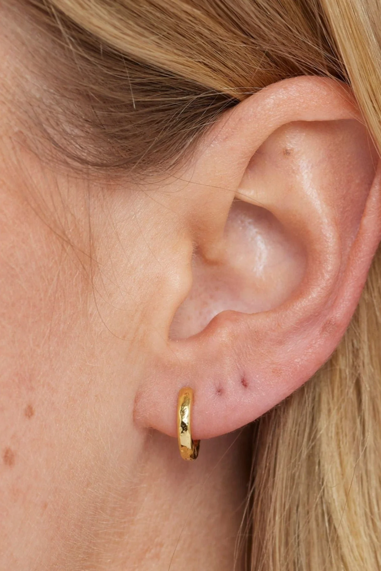 Textured Gold Huggies - Small - Image 3