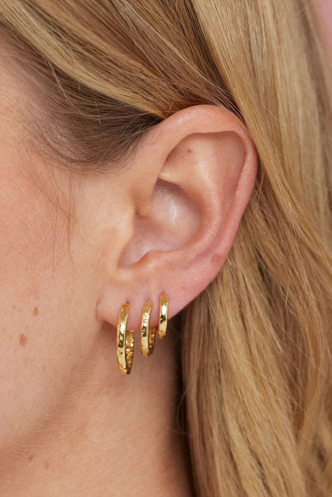 Textured Gold Huggies - Small - Image 5