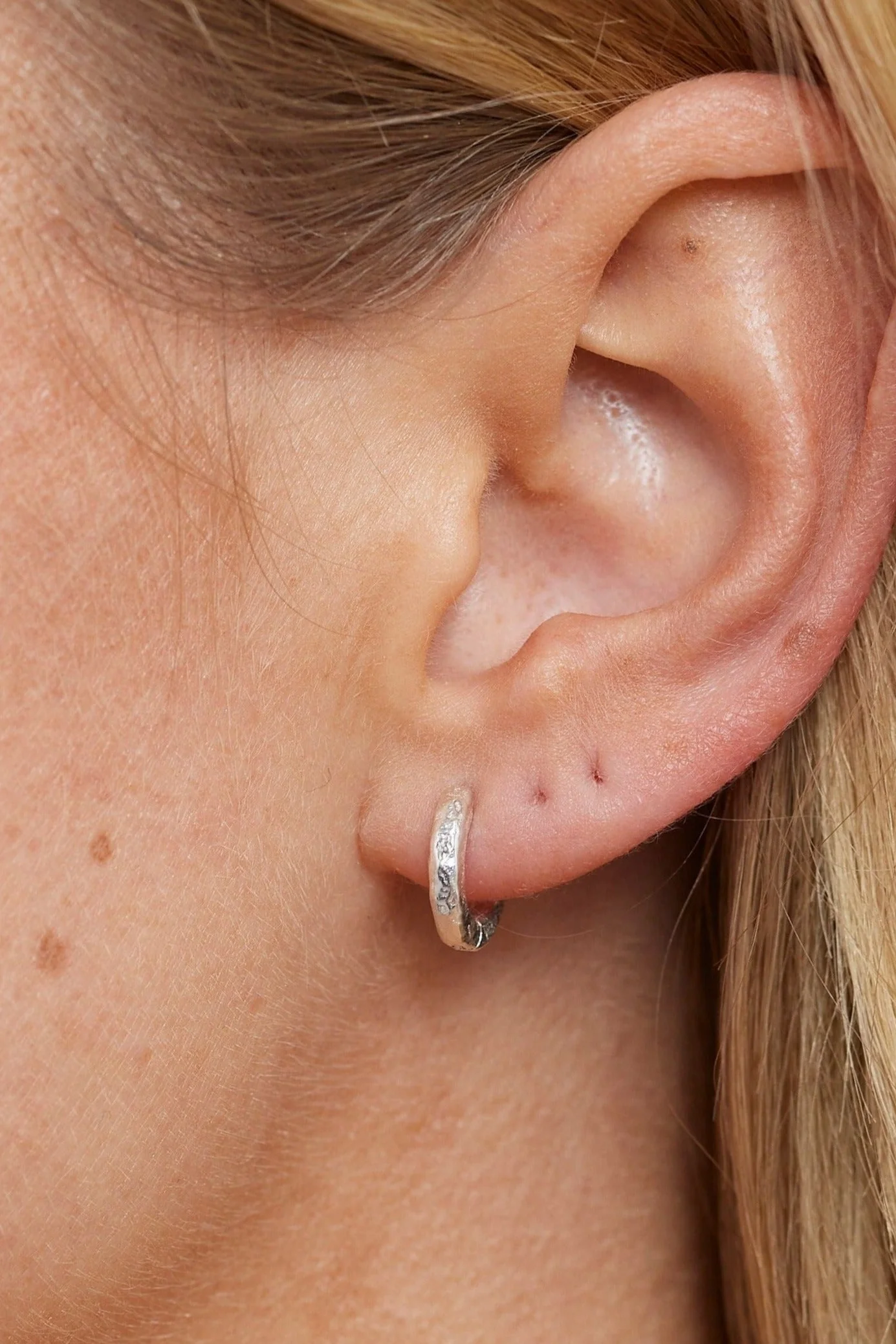 Textured Silver Huggies - Small - Image 3